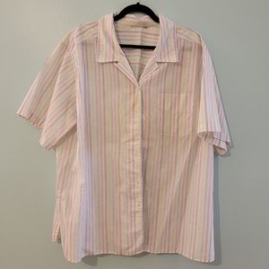 Vintage 90s Striped rainbow button down